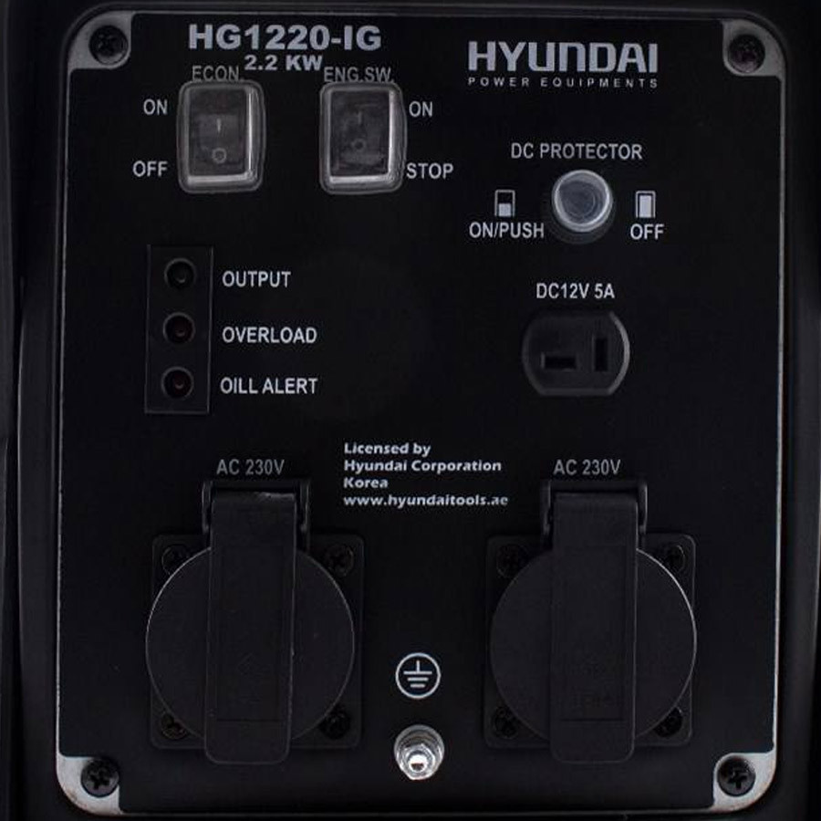مشخصات ژنراتور (موتور برق) 2200 وات هیوندای مدل HG1220-IG