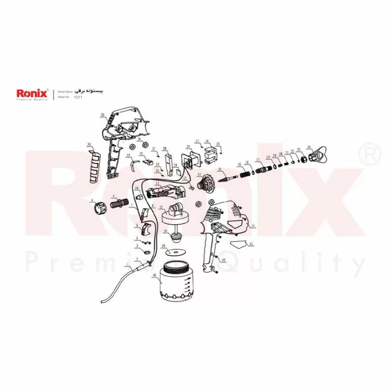 خرید پیستوله رنگ پاش برقی رونیکس 110 وات- مدل RH-1311